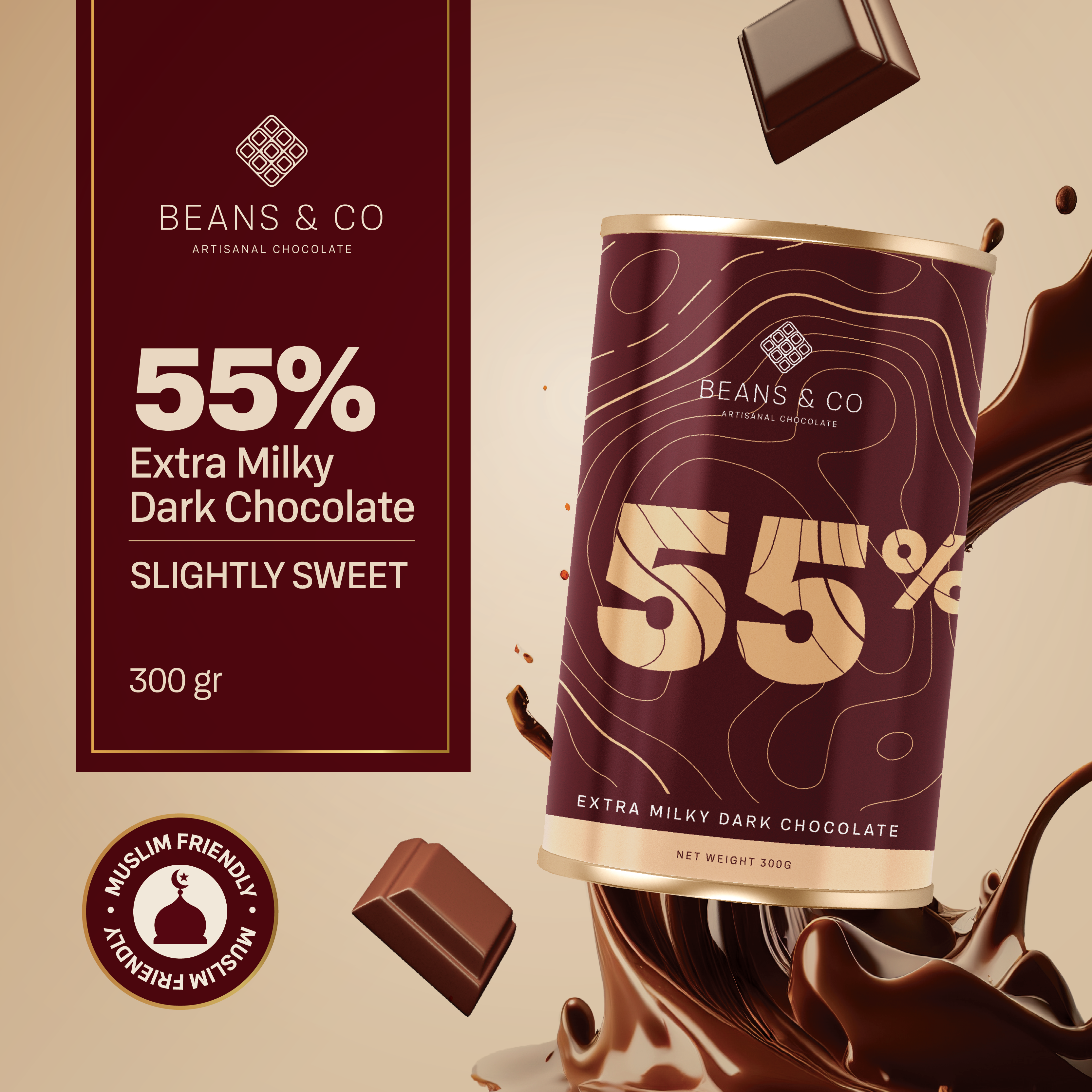 55% Extra Milky Dark Chocolate 300g